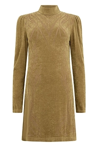Alberta Ferretti Textured High-Neck Midi Dress