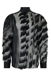 Alberta Ferretti Textured Sheer Long-Sleeve Top