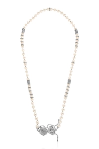 Alessandra Rich Crystal Embellished Pearl Necklace