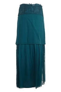Alberta Ferretti Tiered Fringe Maxi Skirt