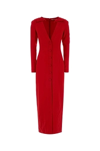 Alessandra Rich Deep V-Neck Bow Detail Dress
