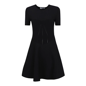 Alexander Mcqueen Ribbed Flared Mini Dress