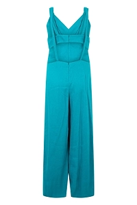 Alberta Ferretti V-Back Wide-Leg Jumpsuit