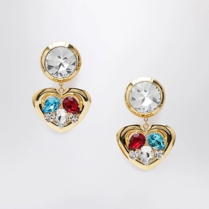 Alessandra Rich Heart Drop Crystal Earrings