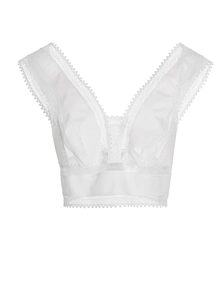 Alberta Ferretti V-Neck Lace-Detailed Cropped Top
