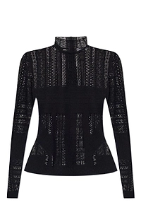 Alexander Mcqueen Sheer Lace Long-Sleeve Top
