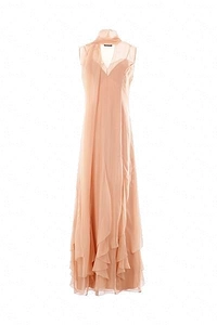 Alberta Ferretti V-Neck Midi Chiffon Dress