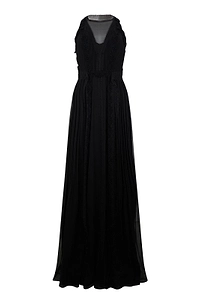 Alberta Ferretti V-Neck Pleated Maxi Dress