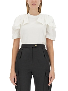 Alexander Mcqueen Short Sleeved Ruffled-Detail T-Shirt