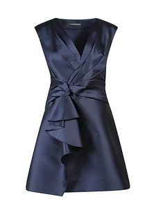 Alberta Ferretti Sleeveless V-Neck Pinched-Waist Dress