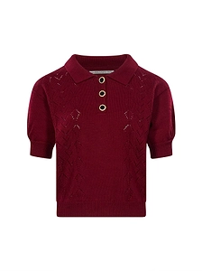 Alessandra Rich Lace-Knit Polo Top