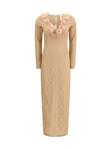 Alessandra Rich Long Sleeved Ruffled Midi Dress