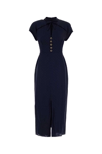 Alessandra Rich Piped Button-Front Dress