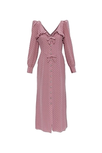 Alessandra Rich Polka Dot Ruffled Midi Dress