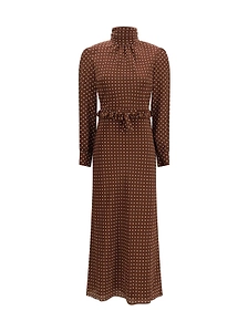 Alessandra Rich Polka Dot Print Long Sleeved Midi Dress