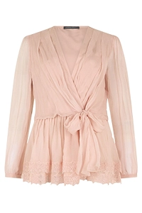 Alberta Ferretti Wrap Lace-Trimmed Top