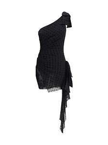Alessandra Rich Polka Dot One Shoulder Dress