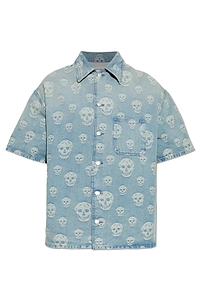 Alexander Mcqueen Skull Jacquard Denim Shirt