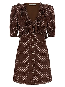 Alessandra Rich Ruffled Detail Polka Dot Mini Dress