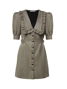 Alessandra Rich Ruffled Check Mini Dress