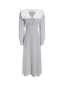 Alessandra Rich Ruffled Collar Midi Dress