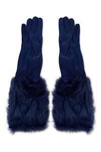 Alberta Ferretti Zip Cuff Faux Fur Gloves