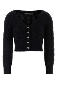 Alessandra Rich Sequin Cable-Knit Knitted Top