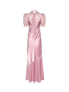 Alessandra Rich Self Tie Collar Midi Dress