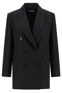 Alberto Biani Double-Breasted Peak-Lapel Blazer