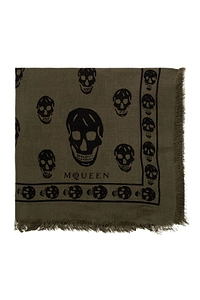 Alexander Mcqueen Skull-Print Fringed Scarf
