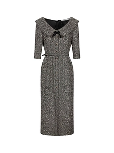 Alessandra Rich Sequin Tweed Off-Shoulder Midi Dress