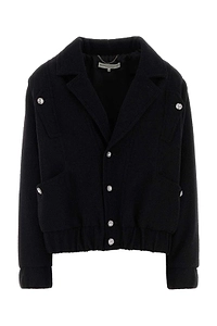 Alessandra Rich Tweed Boucle Oversized Bomber Jacket
