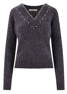 Alessandra Rich V-Neck Rib-Knit Jumper