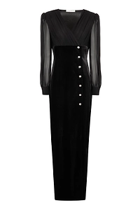 Alessandra Rich Velvet V-Neck Gown