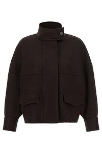 Alberto Biani High Neck Wool Bomber Jacket