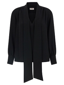Alberto Biani Lavalliere Neck V-Neck Top