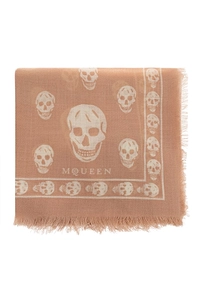 Alexander Mcqueen Skull Printed Fringed Edge Scarf
