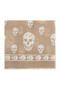 Alexander Mcqueen Skull Printed Fringed Edge Scarf