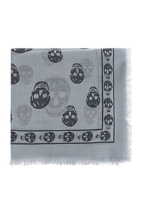 Alexander Mcqueen Skull Printed Fringed Edge Scarf