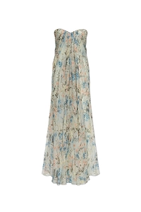 Alexander Mcqueen Strapless Floral Print Dress