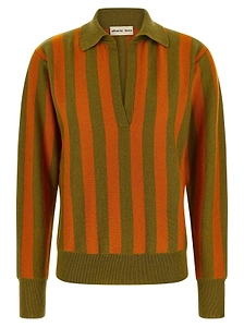 Alberto Biani Striped Knit Polo Sweater