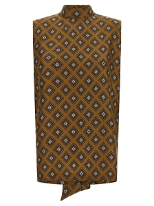 Alberto Biani Tie-Print LavalliÈRe Top