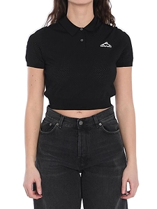 T By Alexander Wang 3D Logo Mesh Cropped Polo Shirt