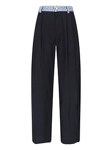 Alexander Wang Contrast-Waist Straight-Leg Pants