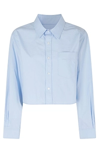 Alexander Wang Logo Embroidered Button-Up Cropped Shirt