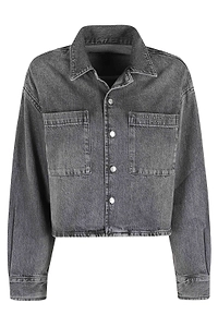 Alexander Wang Cropped Long-Sleeved Denim Shirt