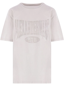 T By Alexander Wang Distressed Logo Printed Dirty Effect T-Shirt