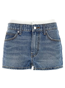 Alexander Wang Logo Patch High-Rise Denim Shorts