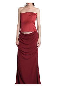 Alex Perry Duchess Satin Strapless Longline Gown