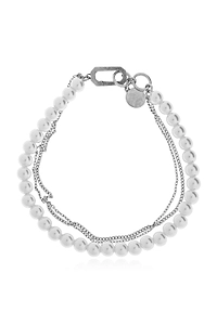Allsaints Double Chain Glass Pearl Bracelet